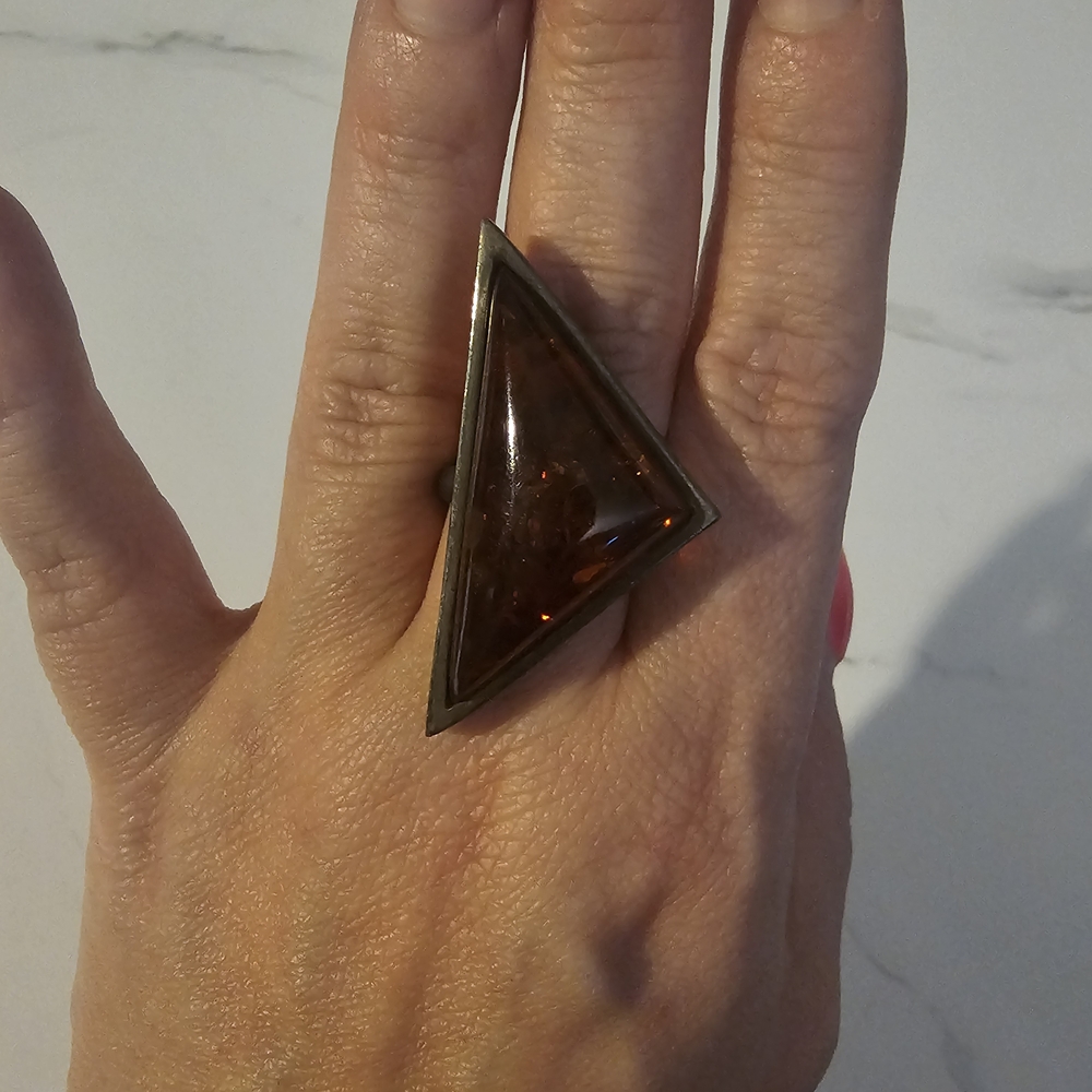 Triangular Amber Ring - image 1